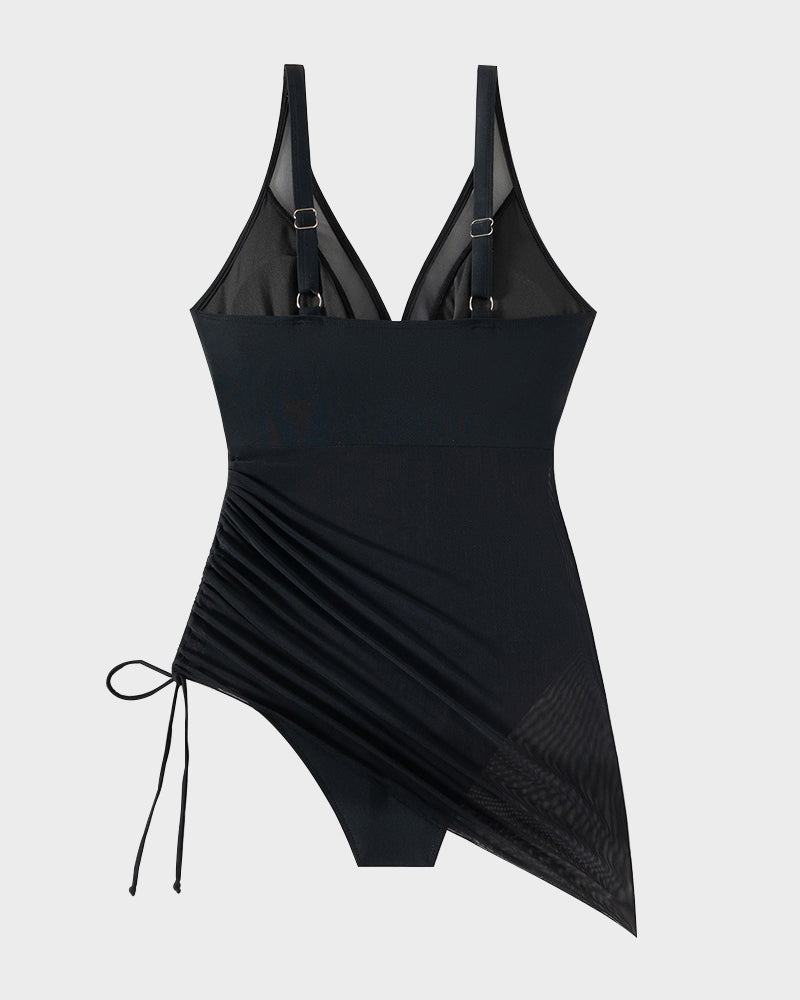 Swimly® Slimming Mesh Sheer Sarong Wraps Bathing Suit