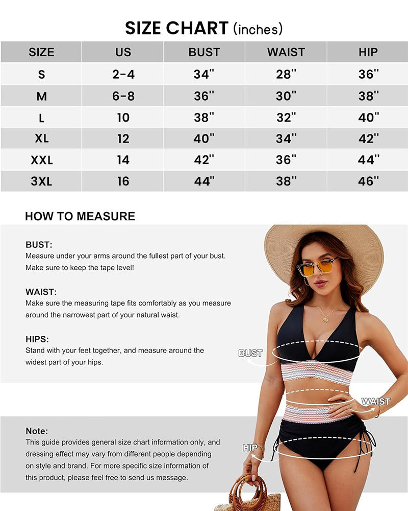 Swimly® High Waisted Tummy Control Color Block Bikini Sets